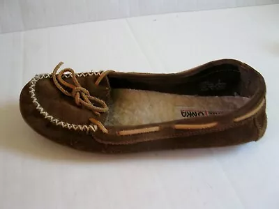 Minnetonka Brown Leather Slip On Moccasins Flats 6963  Womens Size 7 • £21.19