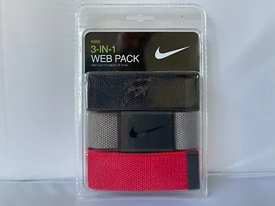 NIKE 3 IN 1 WEB PACK BELT  One Size Fits All Up To 42  Mult Colors MAD. VIETNAM • $28.99