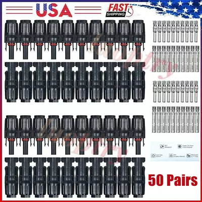 50Pairs Solar Cable Connectors 4mm-6mm 30Amp Waterproof Solar Panel Wire Joiners • $43.23