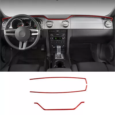 Red Carbon Fiber Interior Top Dashboard Cover Trim Strip For Ford Mustang 05-09 • $25.43