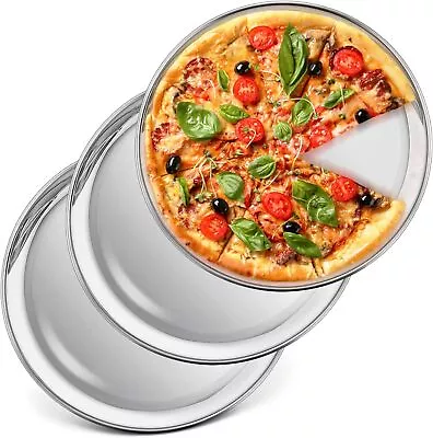 P&P CHEF 10 Inch Pizza Pan Set Of 3 Stainless Steel Tray Round Silver  • $20.75