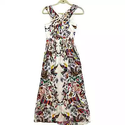 Mara Hoffman Mexican Otomi Print Crossover Strap Midi Dress - XS • $105