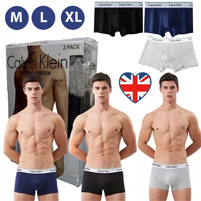 Calvin Klein Men's CK Trunks Boxer Shorts Underwear 3 Pack Classic Fit • £13.09