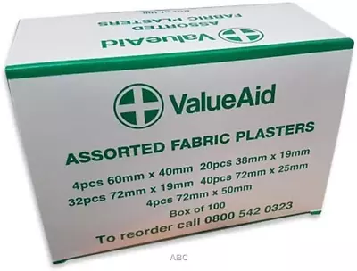 Value Aid Assorted Fabric Plasters - Box Of 100 • £7.37