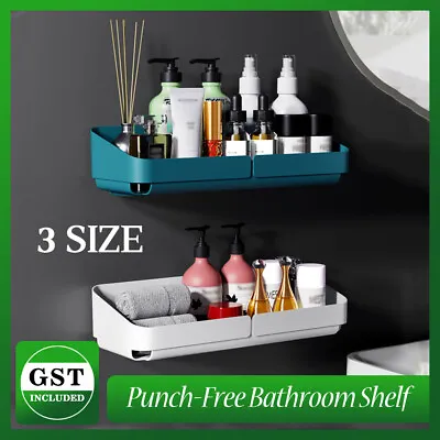 Tidy Wall Storage Basket Kitchen Caddy Rack Shower Suction Shelf Bathroom Corner • $13.40