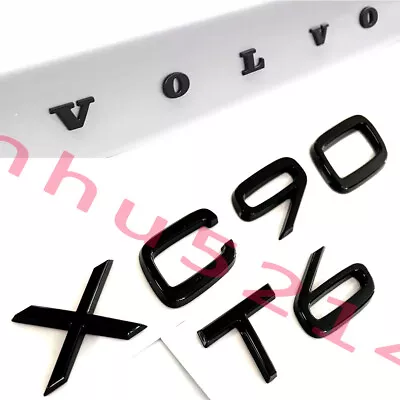 For Volvo + XC90 T6 Rear Trunk Lid Letter Badge Nameplate Emblem Gloss Black 3P • $59.99