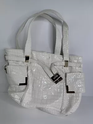 MICHAEL KORS   BEVERLY   Satchel In Croc. Embossed White • $58.49