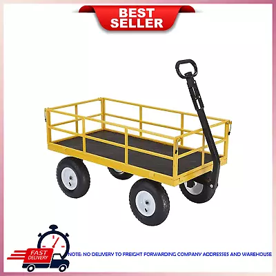 Gorilla Carts Steel Utility Cart 7 Cu Ft Garden Wagon W/Removable Sides Yellow • $169.89