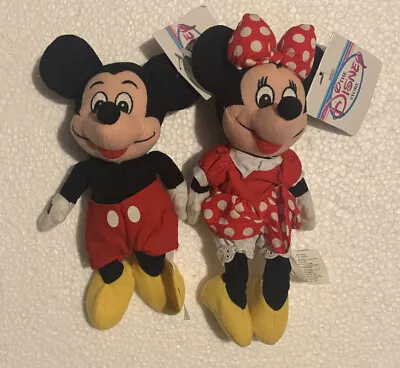 Disney Store Mickey And Minnie Mouse Mini Bean Bag Plush Toys 9” Tall • $6.99