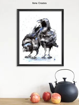 £29.50 • Buy Watercolour Two Crows Painting Print   Watch My Back  From Original By Ili