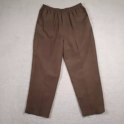 Vintage Erin London Pull On Pants Women's Large Brown Elastic Waist Soft • $16.97