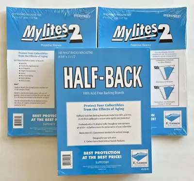 100 E. Gerber Magazine Mylites 2 900M2 & 24 PT Half-Backs 858HB Set Of 100 • $69.95