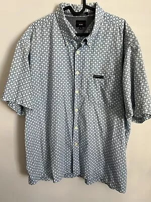 Vintage 90s Tommy Jeans Hilfiger Button Front Floral Shirt XL Blue Camp Hawaiian • $24.88