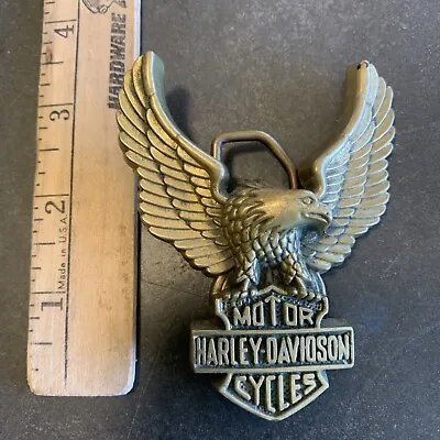 Vintage 1979 Harley Davidson Spread Eagle & Shield Solid Brass Belt Buckle Baron • $29.50