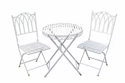 Versailles Style Folding Metal Bistro Set In A White Finish • £149.99