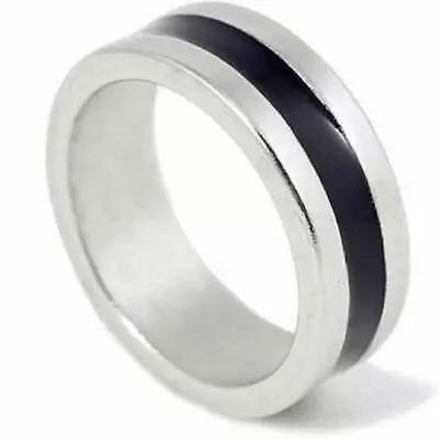 PK RING SILVER & BLACK STRONG MAGNETIC- SIZE 10-1/2 (20mm) MAGIC TRICK • $10.29