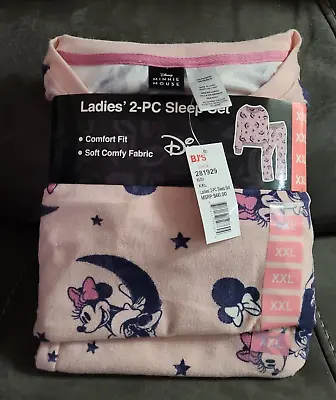 DISNEY Minnie Mouse 2 Pc Ladies Sleep Pajama Set  Sz XXL Fleece Pink • $23.99