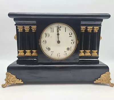 Antique Waterbury Mantle Clock  Column Very Ornate Key Beautiful Condition Note • $252.90