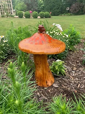 Vtg Large Mid-Century *ARNELS* Ceramic 20  Tall MUSHROOM W/TOAD Dated 6/80 - HTF • $450