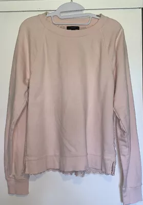 J. Crew Women Medium Peach Casual Crew Sweatshirt Embroidered Cut-out Back • $6