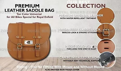 Tan  Premium Leather Saddle Bag  Fit For Royal Enfield Meteor 350  • $84.84