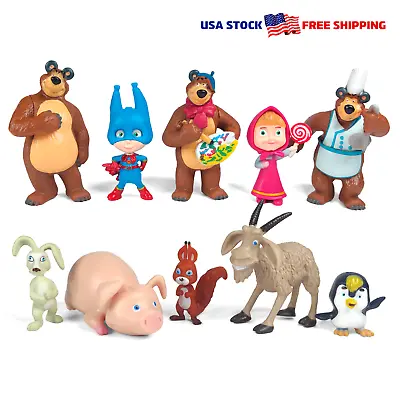 Masha And The Bear (Set Of 10 PCS) Cake Topper Action Figures Toy Dolls Gift • $18.49