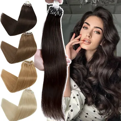 Micro Ring Beads Link Loop Hair Extensions Straight Remy Human Hair Thick 1g USA • $39.81