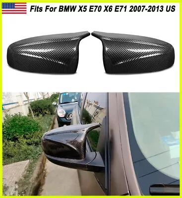 Carbon Fiber Look M Style Side Mirror Cover Cap For 2007-2013 BMW X5 E70 X6 E71 • $32.23