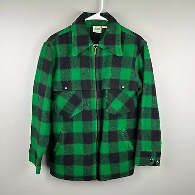 VINTAGE Labonville Woolrich Wool Buffalo Plaid Jacket Small Mens Green USA • $119.99