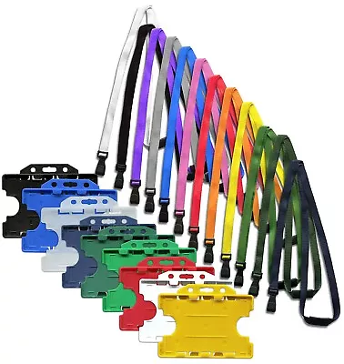 £1.17 • Buy Double Sided ID Card Badge Holder & ID Soft Neck Lanyard Strap  J-Clip Free P&P