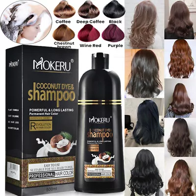Mokeru Instant Hair Dye Colour Shampoo Fast Dye Black/Brown Plant Permanent Dye • £11.95
