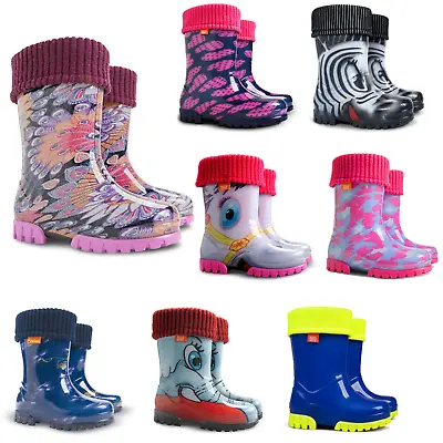 Demar Toddlers  Kids Boys Girls Wellies Rain Boots Warm Lined Wellington Boots • £15.99