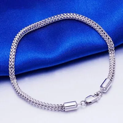 Pure Platinum 950 Chain Men Women Braided Wheat Foxtail Bracelet 7.4-7.5g/7.8in • $695