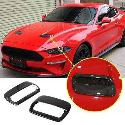 For 2018-2022 Ford Mustang Carbon Fiber Front Hood Air Vent Molding Cover Trim2* • $66.68