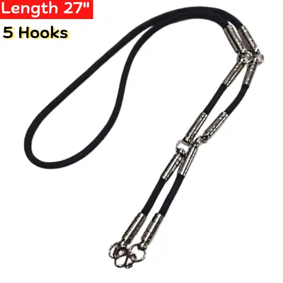 Black Rope Necklace Stainless 5Hooks 27  Hanging Amulet Pendant Thai Buddha 1PC • $30.27