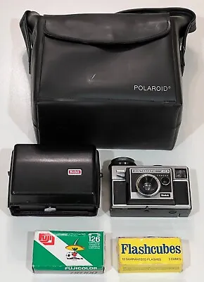 Kodak 414 Instamatic Camera W/Film Flash Cubes Plastic Case & Carrying Bag • $16.99