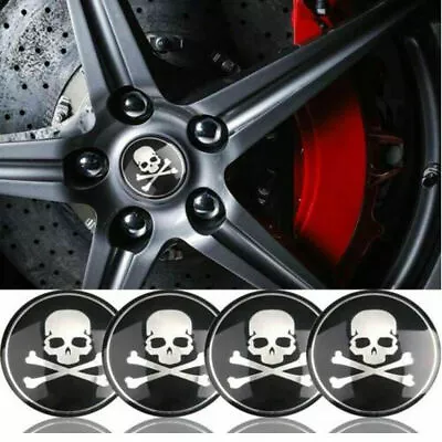 56mm Skull Auto Wheel Rim Center Hub Caps Decal Cover Emblem Sticker Accessories • $7.25