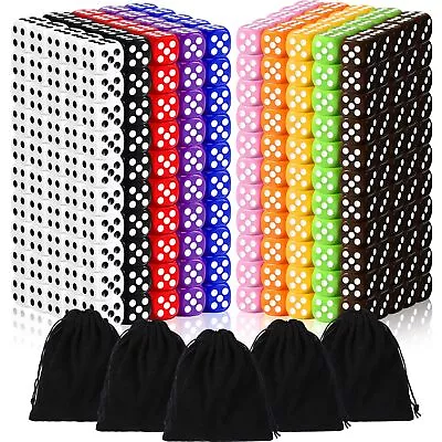 500 Pieces 16mm Colored Dice Bulk Dice 6 Sided Dice Set With 5 Pieces Drawstr... • $48.77