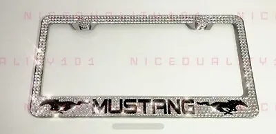 Mustang License Plate Frame Holder Made W/ Swarovski Crystals • $89.99