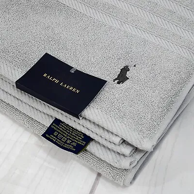 ⭐️ Ralph Lauren Player Bath Towel Silver Grey Embroidered Pony Logo Gym Beach  • £34.99