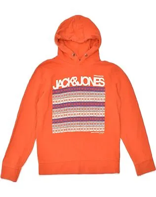 JACK & JONES Mens Slim Fit Graphic Hoodie Jumper Medium Orange Cotton WC23 • $14.06