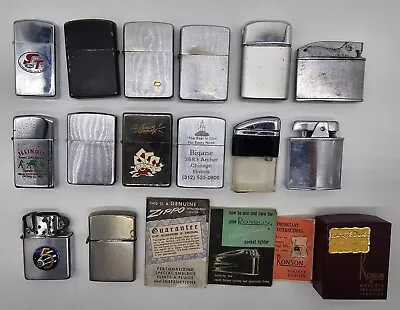 Vintage Lighter Lot Of 14 Pieces Mixed Zippo Ronson Windguard Peng Sold As Is • $110.60