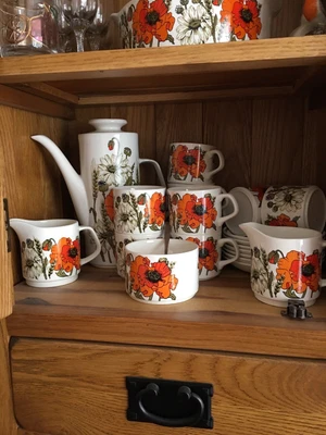 £49.97 • Buy Vintage 1973 J & G Meakin Studio Poppy Design Coffee Set