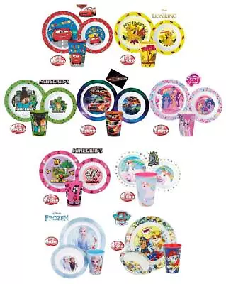 New Design Kids Character 3PC Breakfast Set Plate Bowl Cup Microwave Safe • £11.99