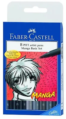 Faber Castell India Ink Pitt Artist Pen B Box Of 8 'manga' 167107 167107T Blue • $30.03