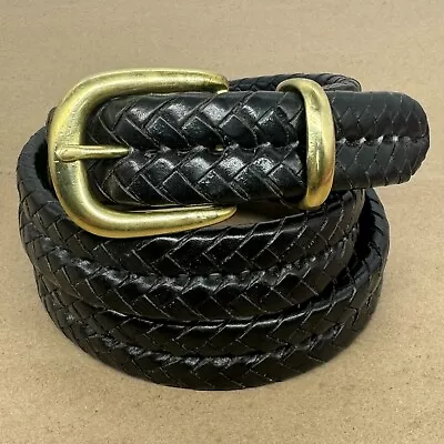 COACH Men’s Black Braided Leather Belt Gold Solid Brass Buckle 5922 Sz40 100cm • $45