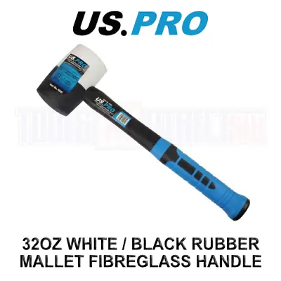 US PRO Tools 32oz White Black Rubber Mallet With Fibreglass Handle 4520 • £9.83