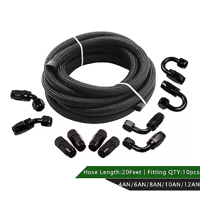 AN6 -6AN AN-6 Fitting Steel Nylon Braided Oil Fuel Line Swivel Hose End 20FT Kit • $47.88