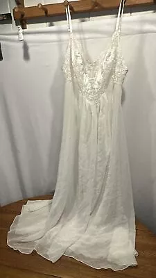 Vintage Victoria's Secret White Lace Nightgown Dress Sheer Bridal Size Large • $37.52