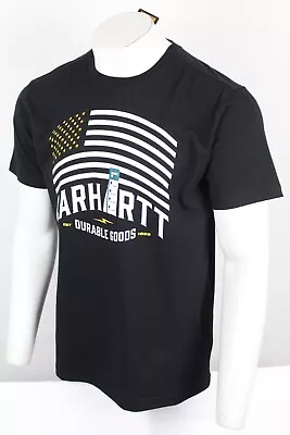 Carhartt Men's Relaxed Fit Midweight Short Sleeve Flag Graphic T Shirt Medium Bk • $23.39